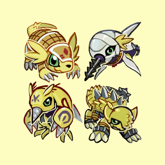 Armadillomon  - Digmon - Submarimon - Ankylomon Linking Charm