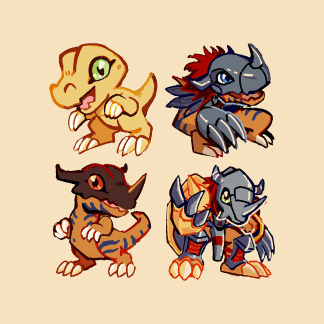Agumon - Greymon - Metal Greymon - Wargreymon Linking Charm