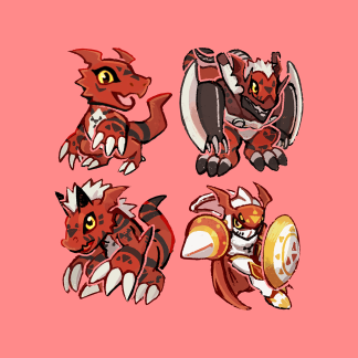 Guilmon- Growlmon - WarGrowlmon - Gallantmon Linking Charm